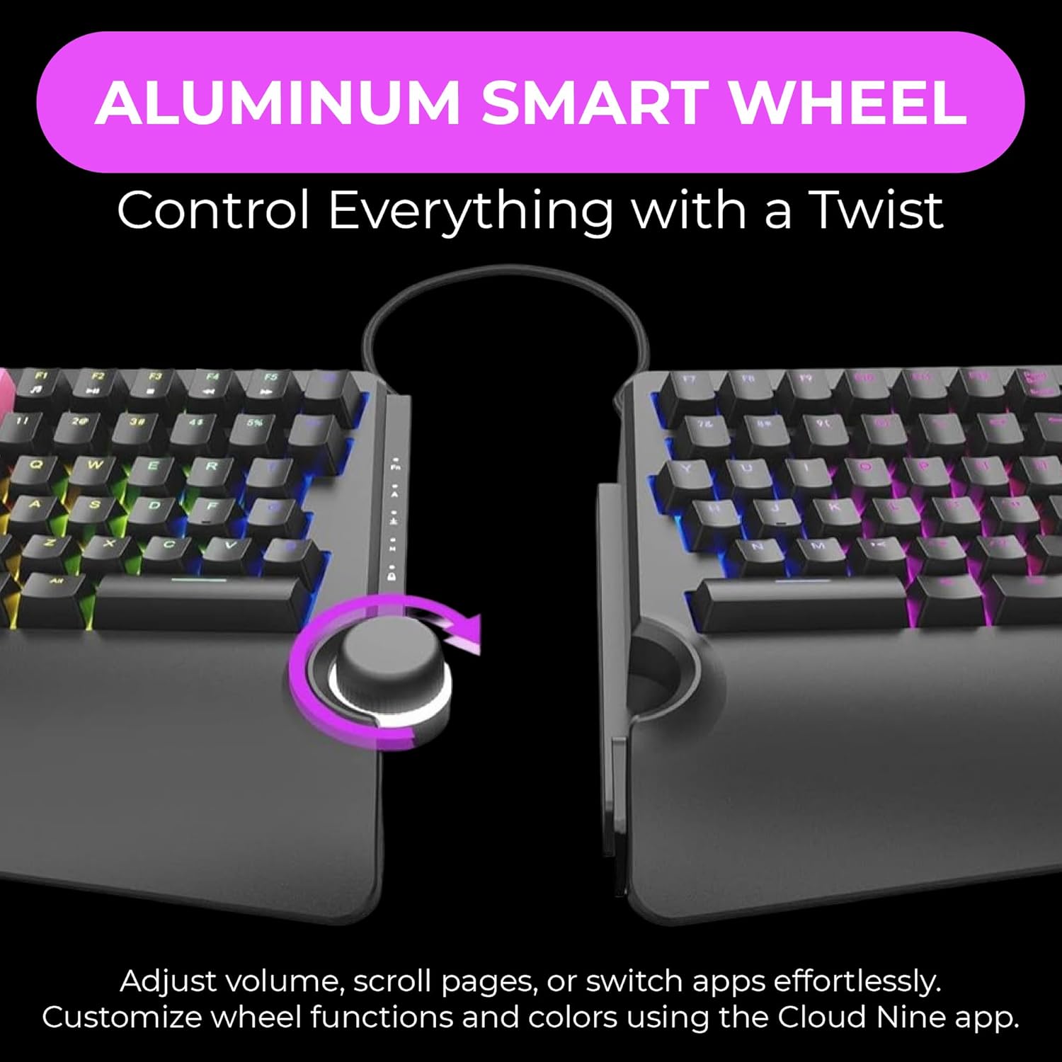 Cloud Nine ErgoTKL Ergonomic Tenkeyless Mechanical Keyboard for PC – Kailh Brown – TKL RGB Backlit Ergo Split Key Board