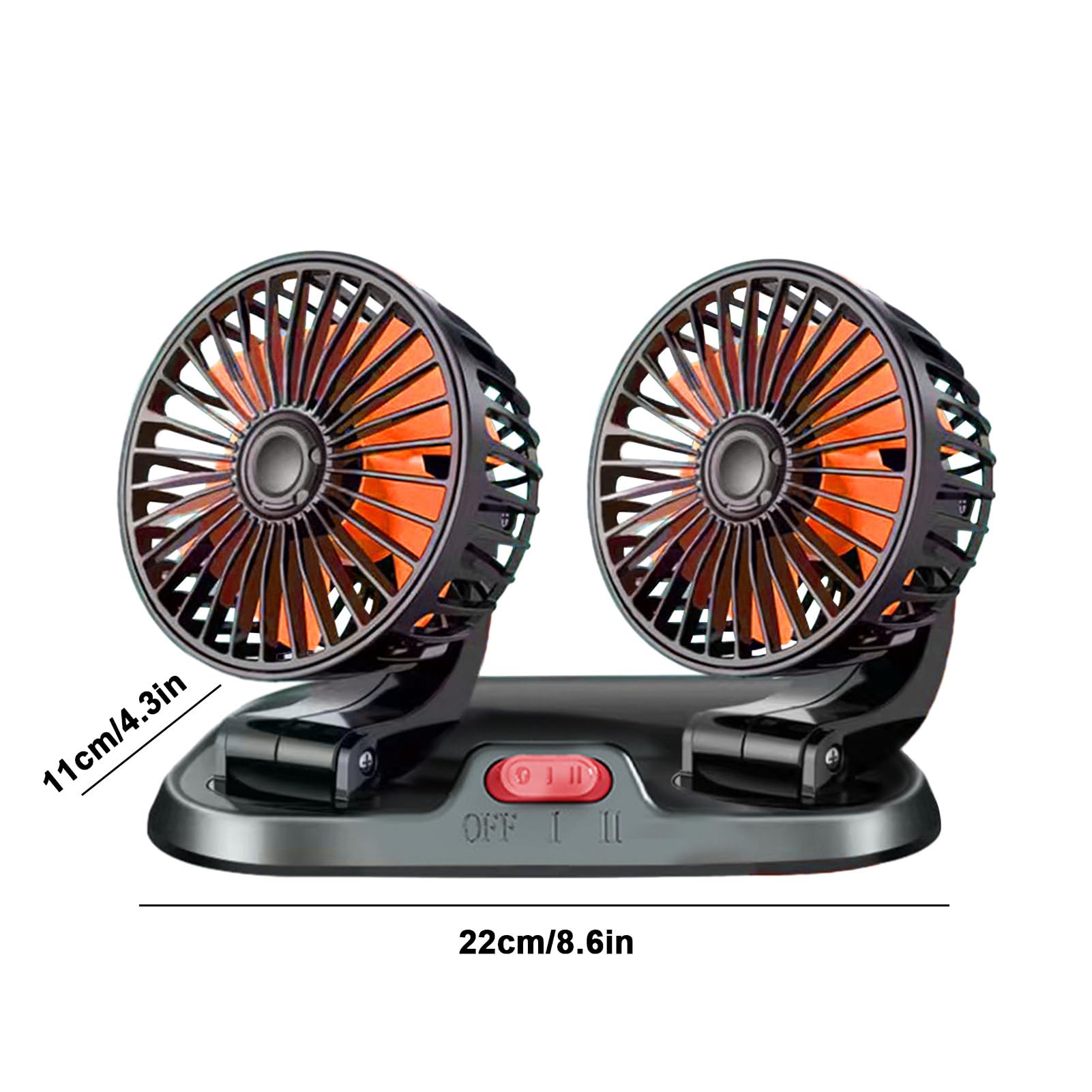 Ventilatore elettrico per auto, ventole rotanti a doppia testa a 360 gradi, ventilatore elettrico del veicolo da 12 V/24 V, ventilatore per auto di raffreddamento USB interno, ventilatore