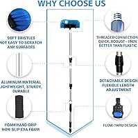 Vista 4 de Ultimate RV/Truck - Kit de cepillo de lavado de 68 pulgadas con poste de aluminio ajustable con manguera de flujo, cerdas suaves con escobilla
