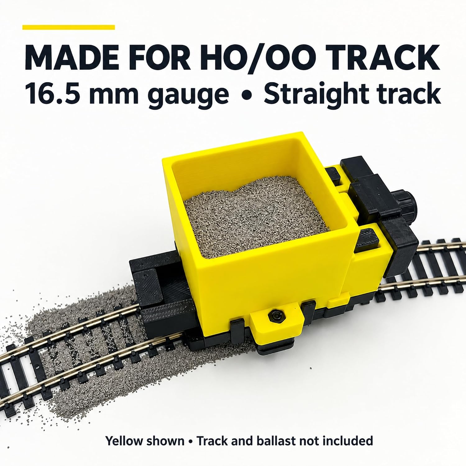 Adjustable HO Scale Ballast Spreader with Shutoff, Black