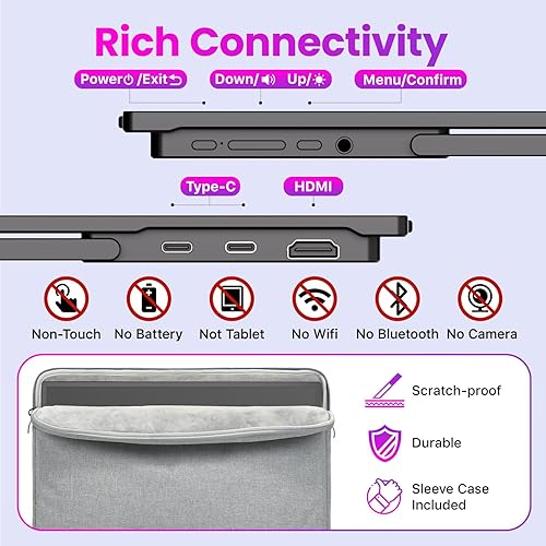 Miniatura 6 de Monitor portátil de 16 pulgadas 2K QHD 2560X1600 100% sRGB 100Hz IPS HDR HDMI USB-C Monitor de viaje para laptop, MacBook, PC, Surface PS5 Xbox,