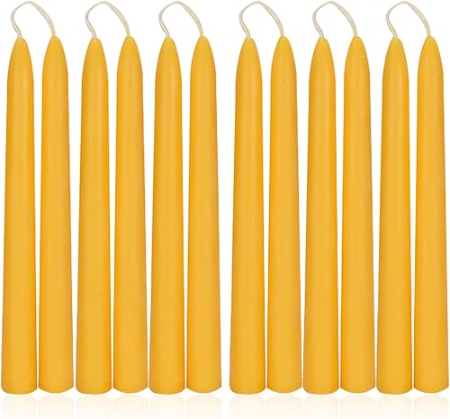Velas cónicas de cera de abeja pura de 8 pulgadas, velas cónicas de cera de abejas naturales, paquete de 12 8 horas de combustión, sin humo, sin