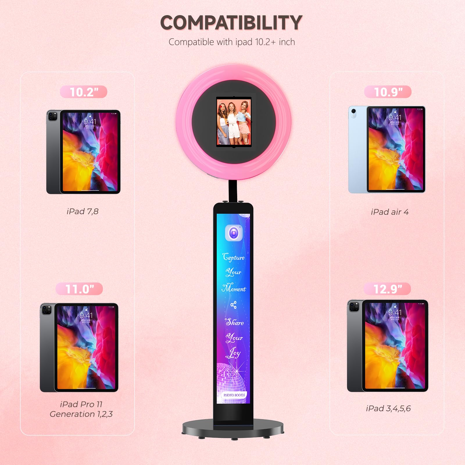 MWE Photobooth Machine avec Flightcase, Personnalisation du Logo, Logiciel D'assistance et Télécommande, Convient pour Les Fêtes, Mariages, Industrie de la Location (Noir, Boite à lumière)
