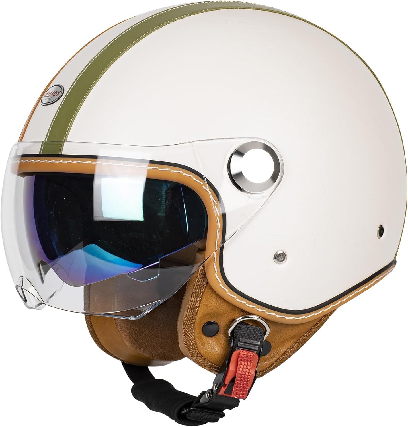 Casque de moto 3/4 ouvert demi-casque rétro cruiser double visière L