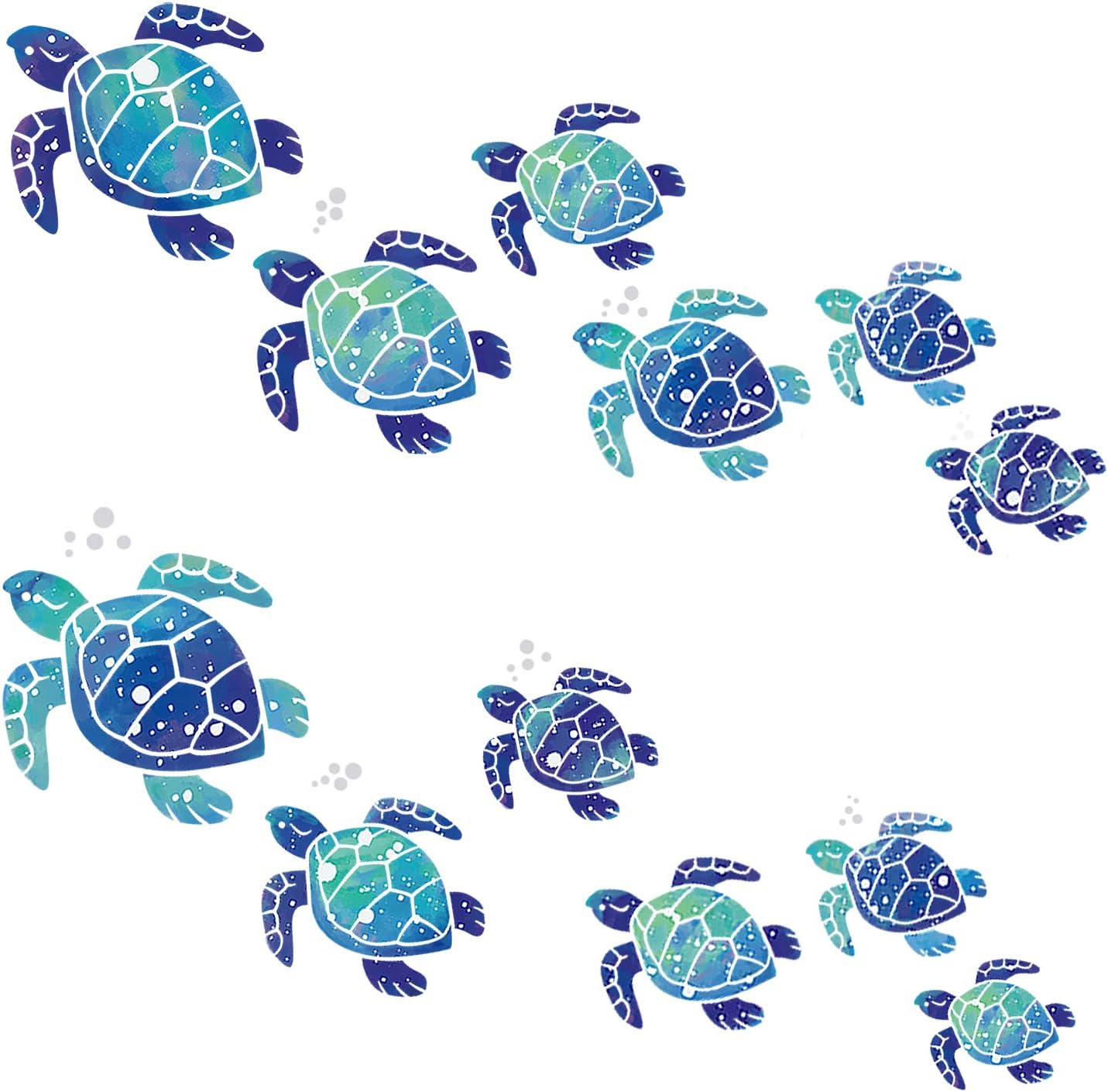 12 Pcs Sea Turtle Wall Decals Ocean Turtle Vinyl Stickers Underwater Bathroom Decals Waterproof Wall Sticker Decoration for Home Office Nursery Room Toilet (Blue)