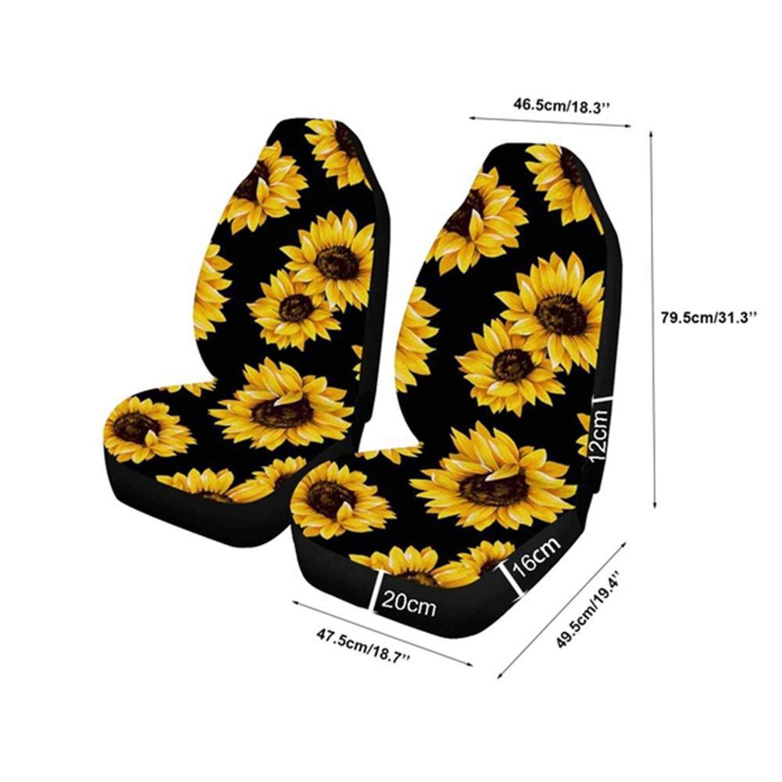 Dolyues - Coprisedili per auto, per donne, con scritta in lingua inglese '' Girasole '', set completo di coprisedili per auto, traspirante, copertura elastica in poliestere, universale, si adatta alla
