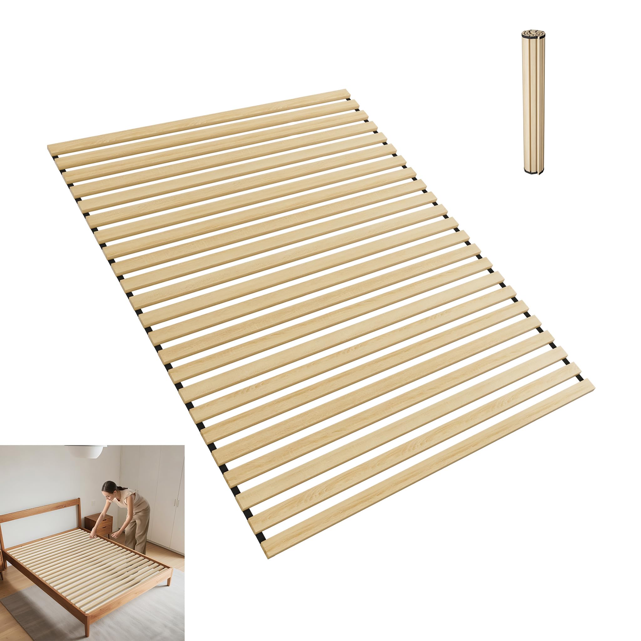 YRHome Rollrost 160x200 cm – Stabiler Lattenrost/Rolllattenrost Bettrost mit 23 Latten, ca. 2 cm dick, bis 300kg belastbar – flexibel, platzsparend & atmungsaktiv, ideal für Einzelbett & Doppelbett