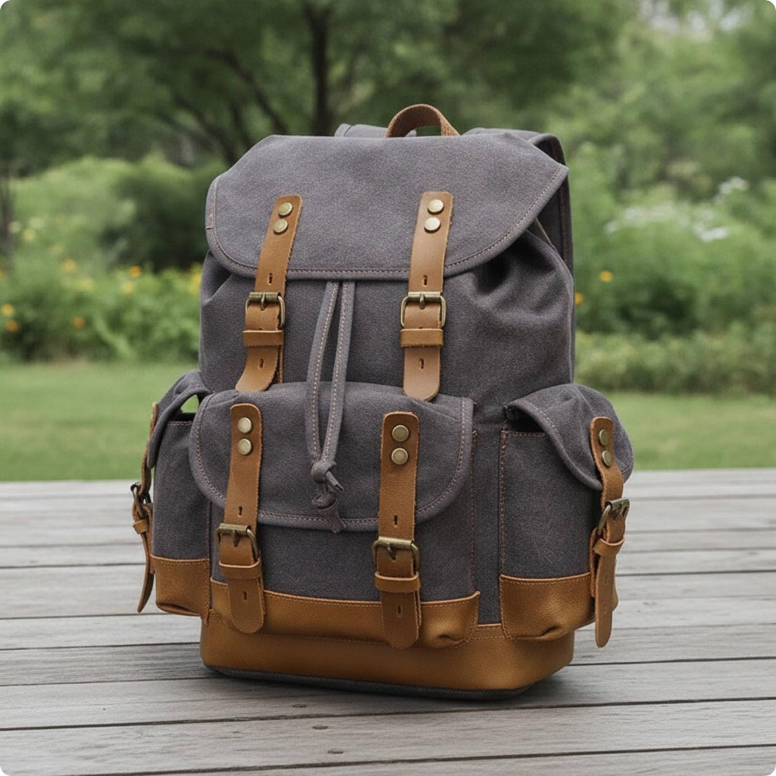 Zaino in Tela Vintage Zaino con Tasche Esterne Robusto Borsa per il Tempo Libero Libero, Array, Grigio