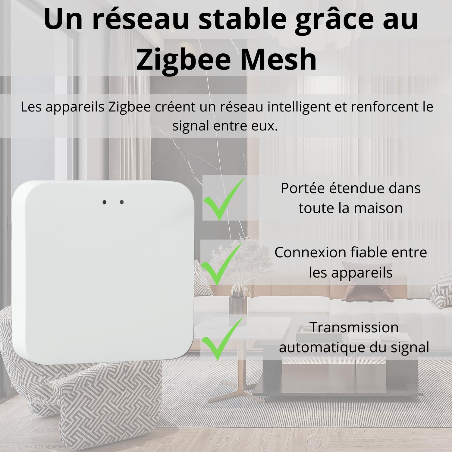 Sone Smart One Passerelle Zigbee 3.0 Tuya/Smart Life – Hub Zigbee + Bluetooth – Jusqu'à 50 Appareils – Connexion WiFi 2.4GHz – Alimentation MicroUSB – Format Compact 60x60x15mm
