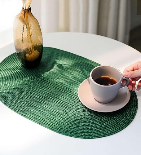 Miniatura 8 de FunWheat Juego de 6 manteles individuales trenzados ovalados para mesas de comedor, lavables, resistentes al calor, para uso en interiores y