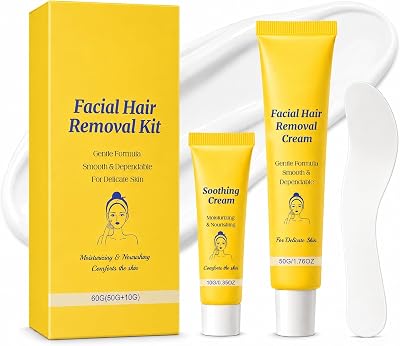 Facial Hair Removal for Women 2.12 Fl Oz โ 5 Minute Painless & Gentle with Calming Cream