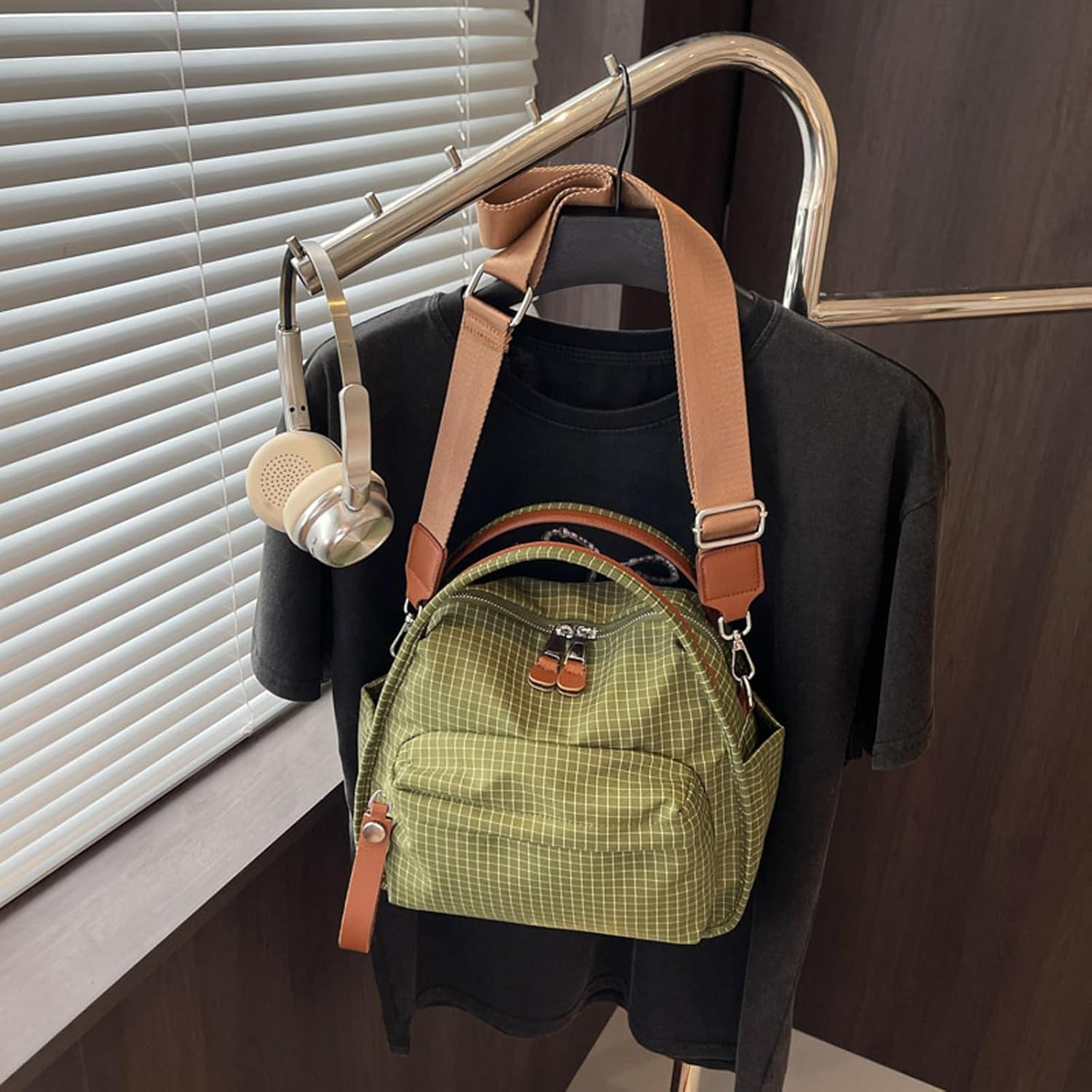Solid Color Nylon Crossbody Bag for Women Soft Handbag with Top Handle Casual Shoulder Bag Elegant Square Purse