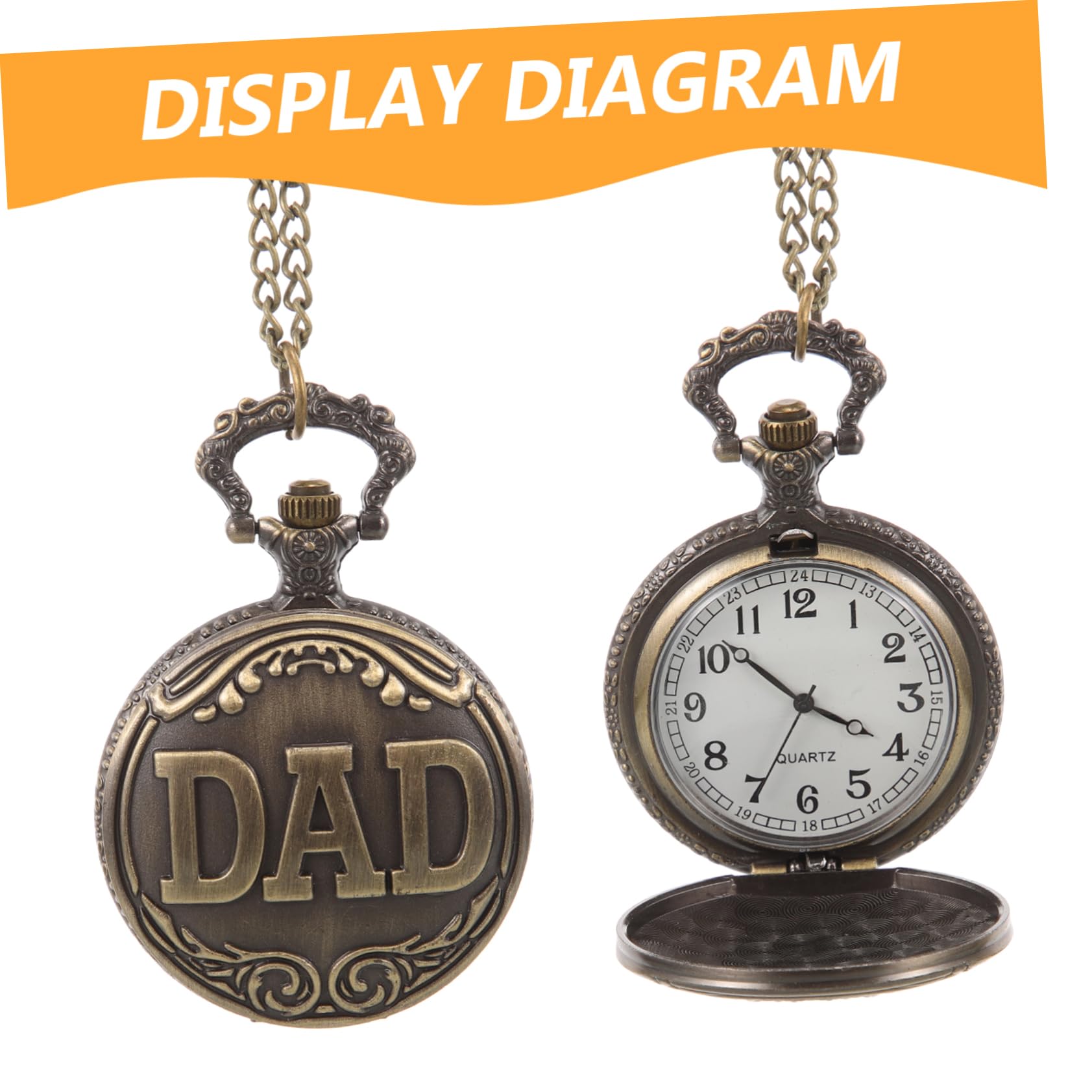 4piezas Reloj De Bolsillo Vintage Unisex Retro para Padres Accesorio Elegante y Atemporal para Día del Padre Diseño Duradero y Atractivo
