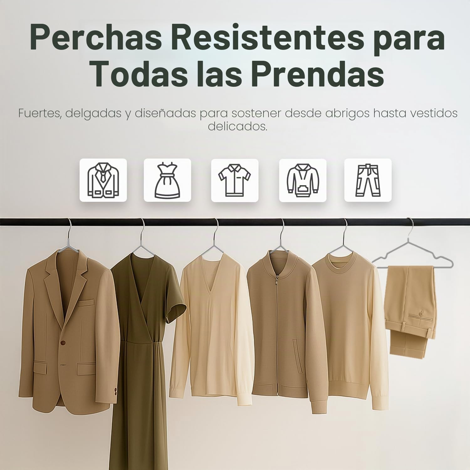 KEPLIN 20 Perchas de Metal con Revestimiento de Goma Tarea Pesada - Percha organizadora de Ropa Que Ahorra Espacio para Las Perchas del Armario (Gris)