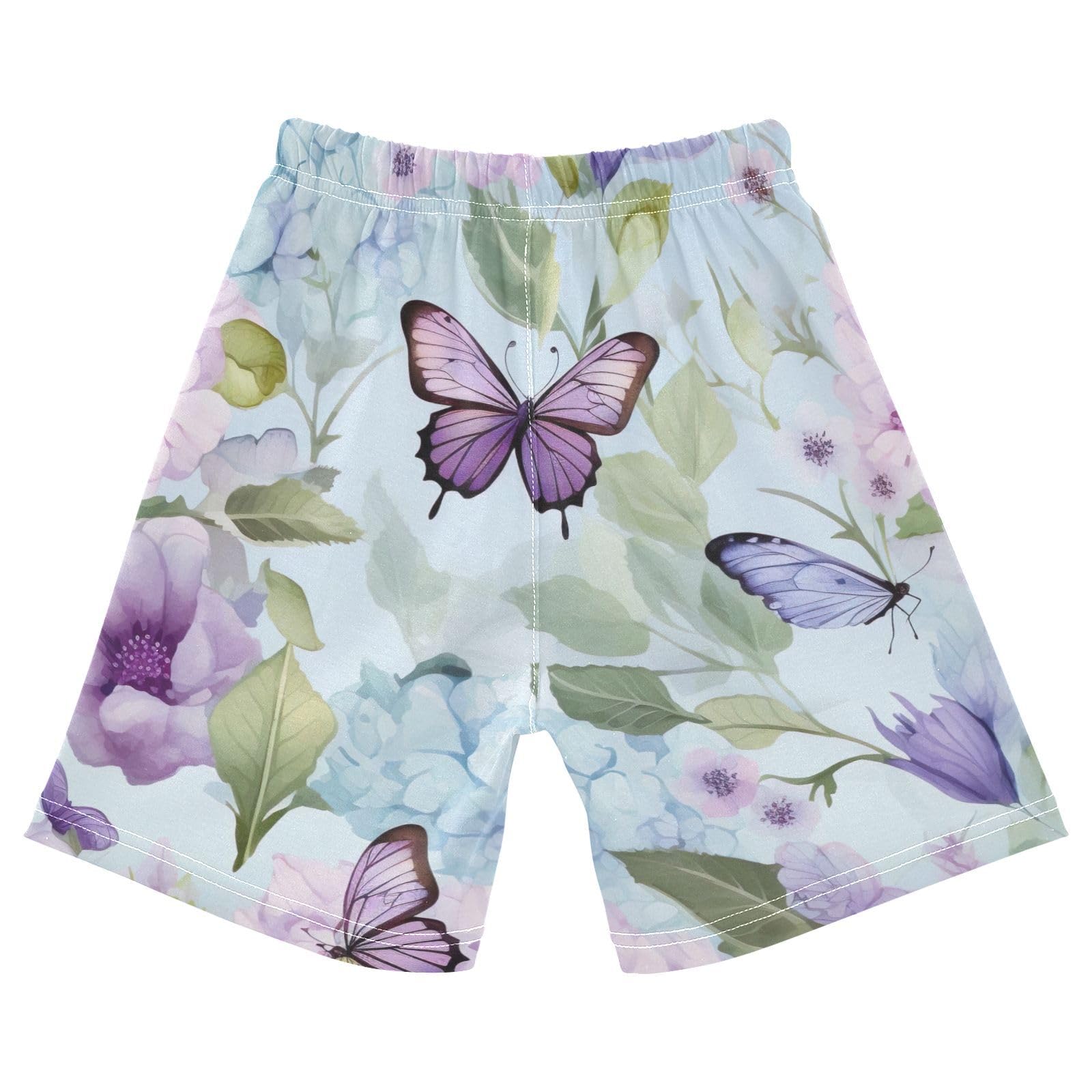 innewgogo Floral Butterfly Blue Toddler Baby Boy Girl Cotton Pull-On Shorts Elastic Waist Summer Beach Shorts Kids Pants 4T