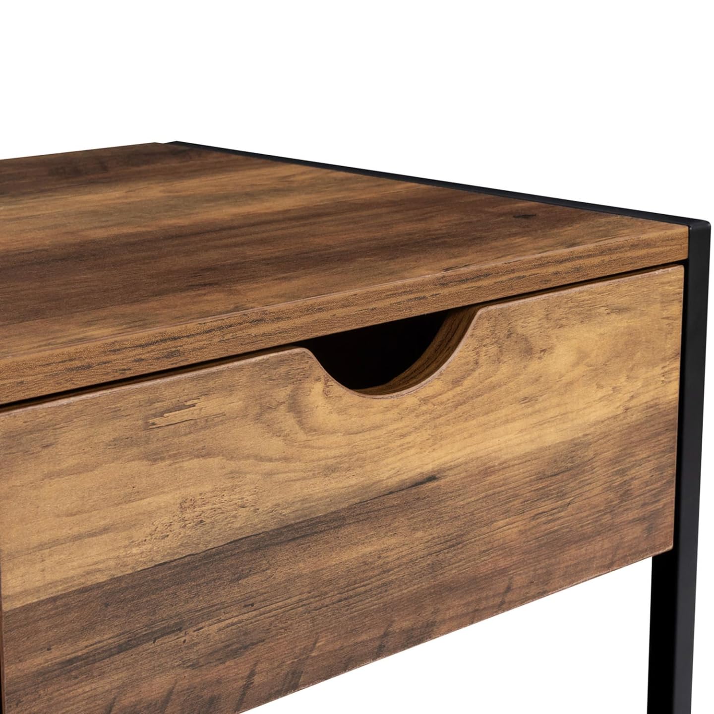 IDMarket - Lot de 2 Tables de Chevet Hawkins 1 tiroir avec Tablette Bois foncé Design Industriel