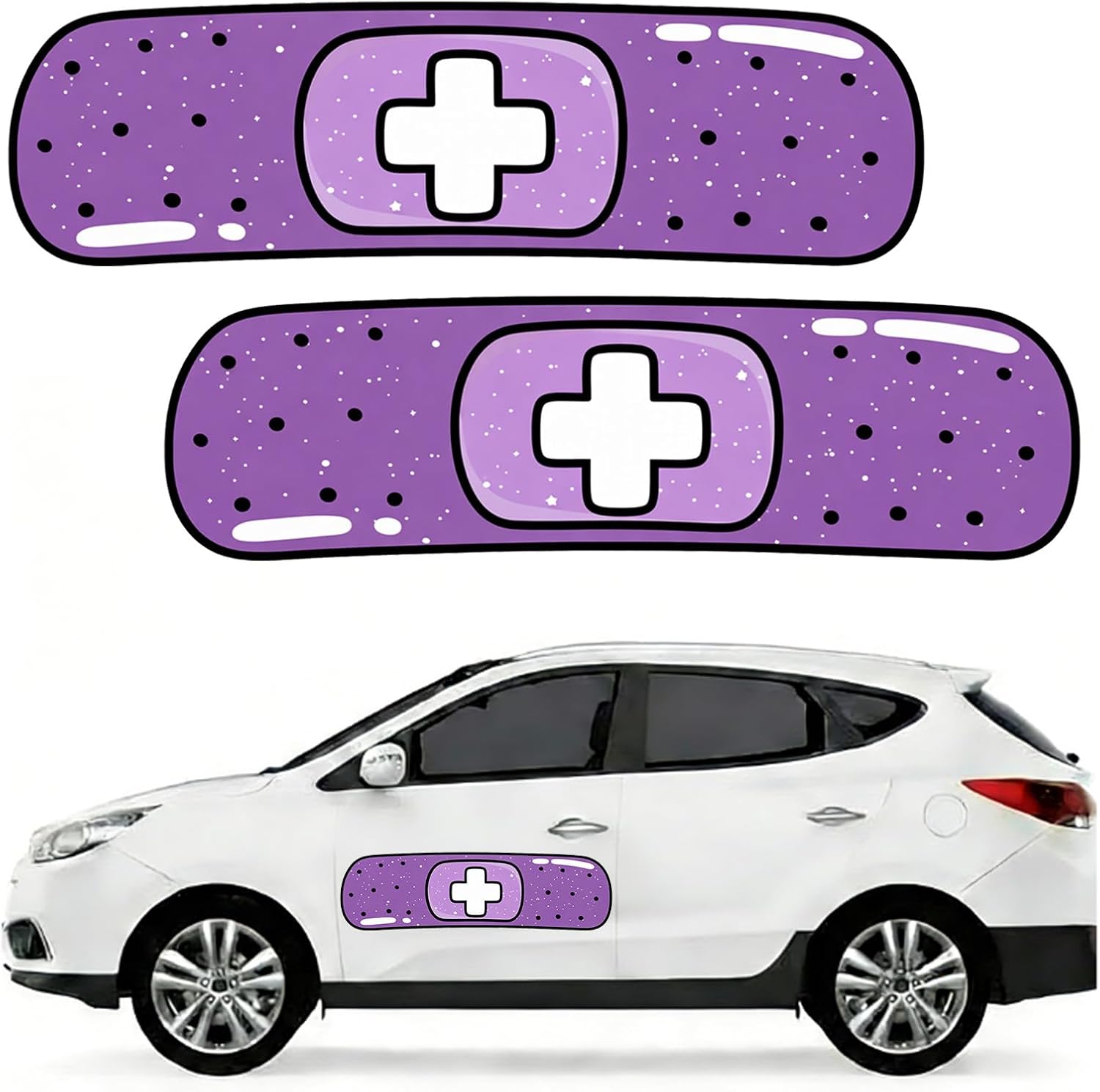 BBTO 2pcs Funny Car Bandage Sticker 24 x 6.3 Inches Giant Car Bandage Decorations for Cover Crack Damage Dent and Scratch Funny Bumper Sticker Automotive Decor Accessories(Heart,Pink)