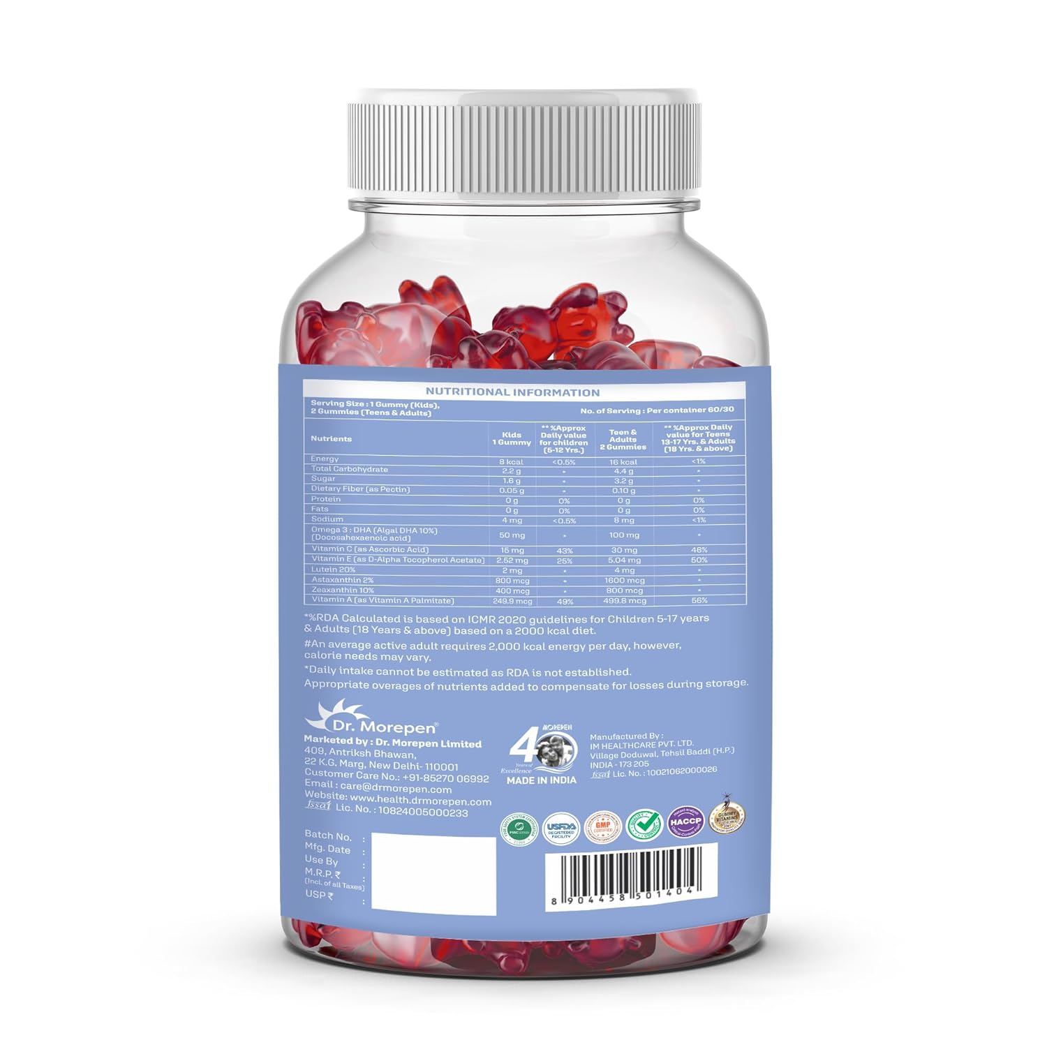 Dr. Peacock Vision Vision Lutein, Estaccanthin, Zexanthin, Vegetarian Omega, Vitamin A, C & E for Dry Eyes, Blue Lights Protection and Eye Fatigue - 60 Sums Dr. Peacock Vision Vision Lutein, Estaccanthin, Zexanthin, Vegetarian Omega, Vitamin A, C & E for Dry Eyes, Blue Lights Protection and Eye Fatigue - 60 Sums