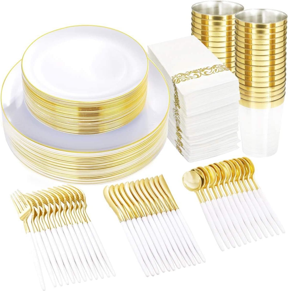 175PCS Gold Rim Dinnerware Set, Dinner Set Plates for Party Supplies ...