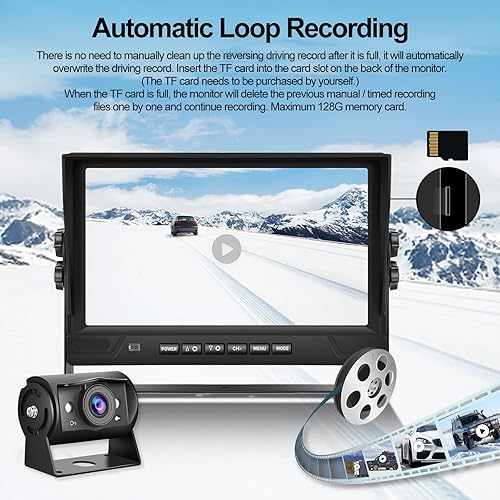 Miniatura 4 de 4 pantallas divididas 9 pulgadas Monitor Kit vehículo cámara de respaldo AHD cámara de visión trasera frontal Cámara infrarroja de visión nocturna