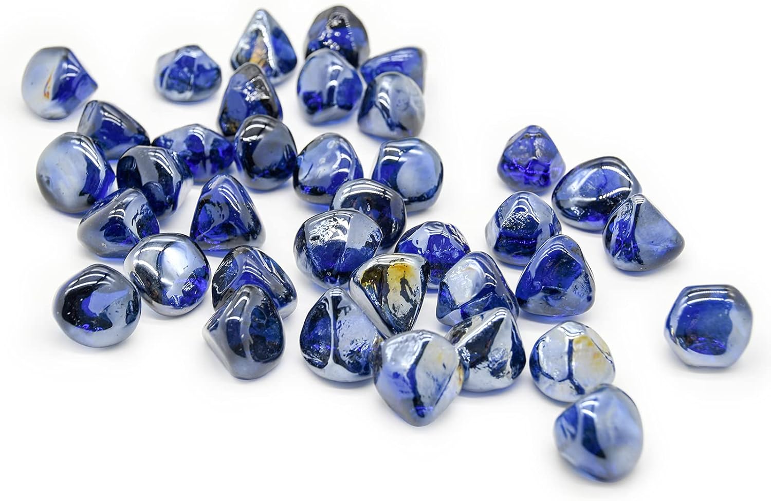 GasSaf 20-Pound 1 inch Diamonds Fire Glass for Gas or Propane Fire Pit Fireplace & Landscaping (Cobalt Blue Luster)