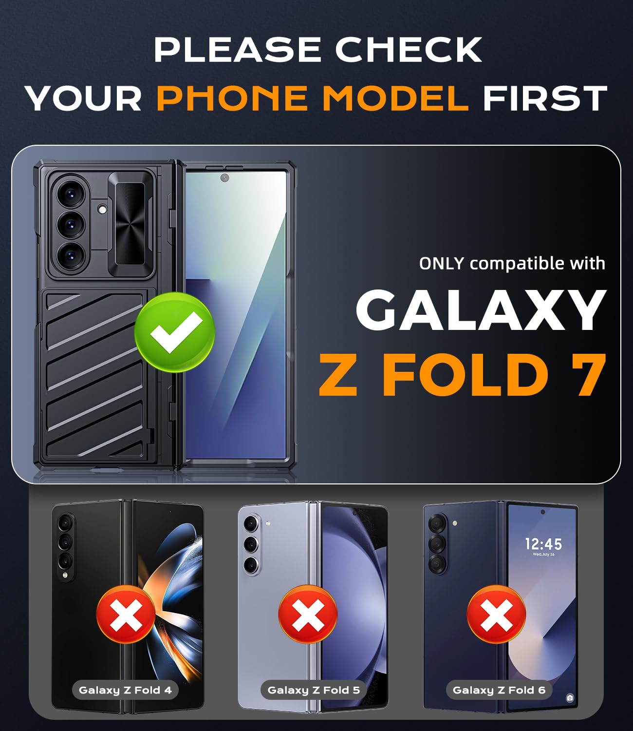 Funda tipo cartera para Samsung Galaxy Z-Fold-7: [tarjetero y funda para cámara] [bloqueo RFID] - Funda resistente para teléfono con soporte vertical y horizontal, parte trasera texturizada