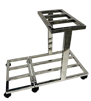 P P CHAIR Stainless Steel Topless Three Inverter Battery UPS Trolley for Three Batteries (Fit to Every Inverter Battery Easily) with Adjuster Heavy Duty Trolley