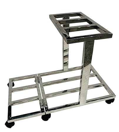 SOMRAJ Stainless Steel Topless Triple Inverter Battery UPS Trolley for Three Batteries (Fit to Every Inverter Battery Easily) with Adjuster Heavy Duty Trolley