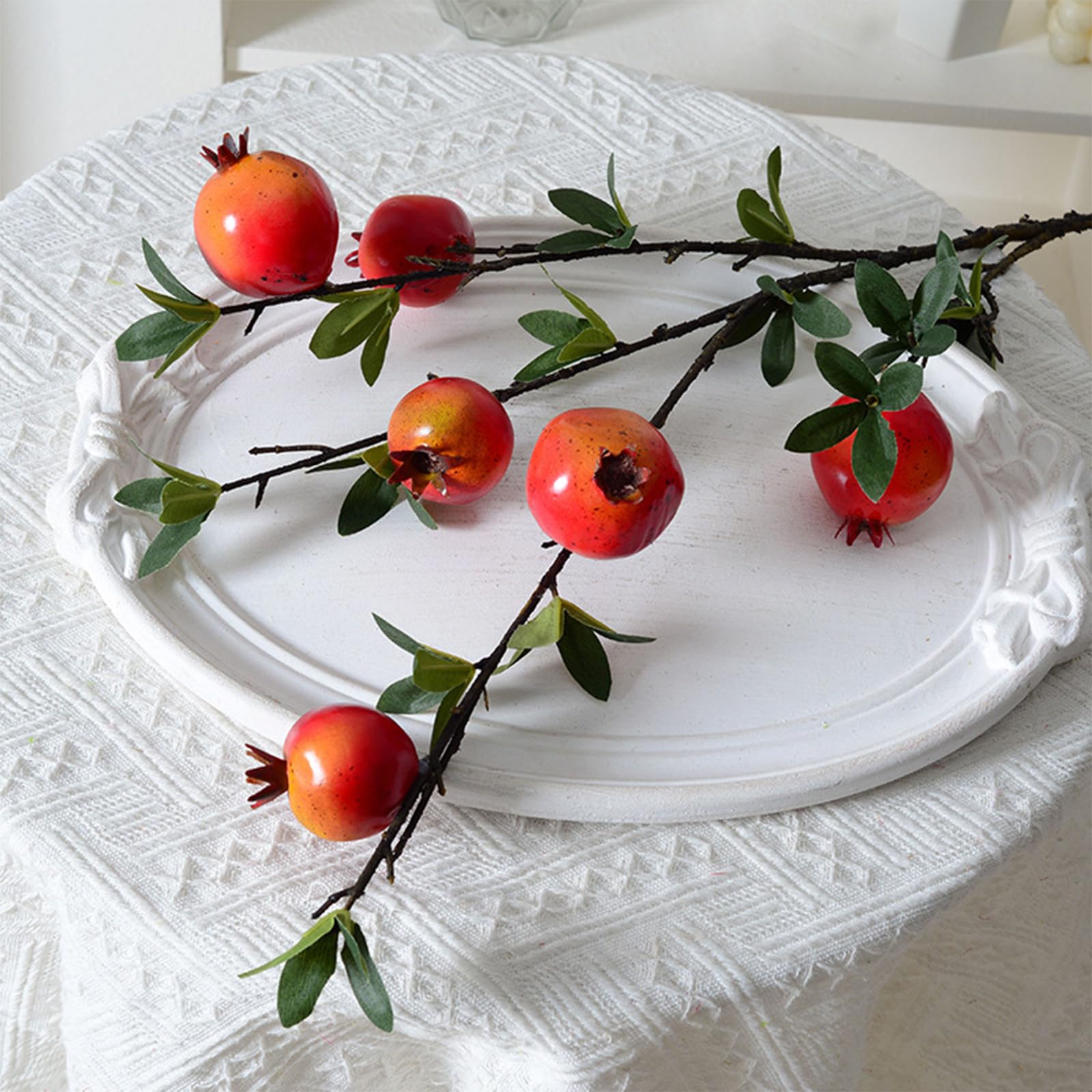 12 Künstliche Granatapfel-Zweige - Realistische Deko Für Vasen