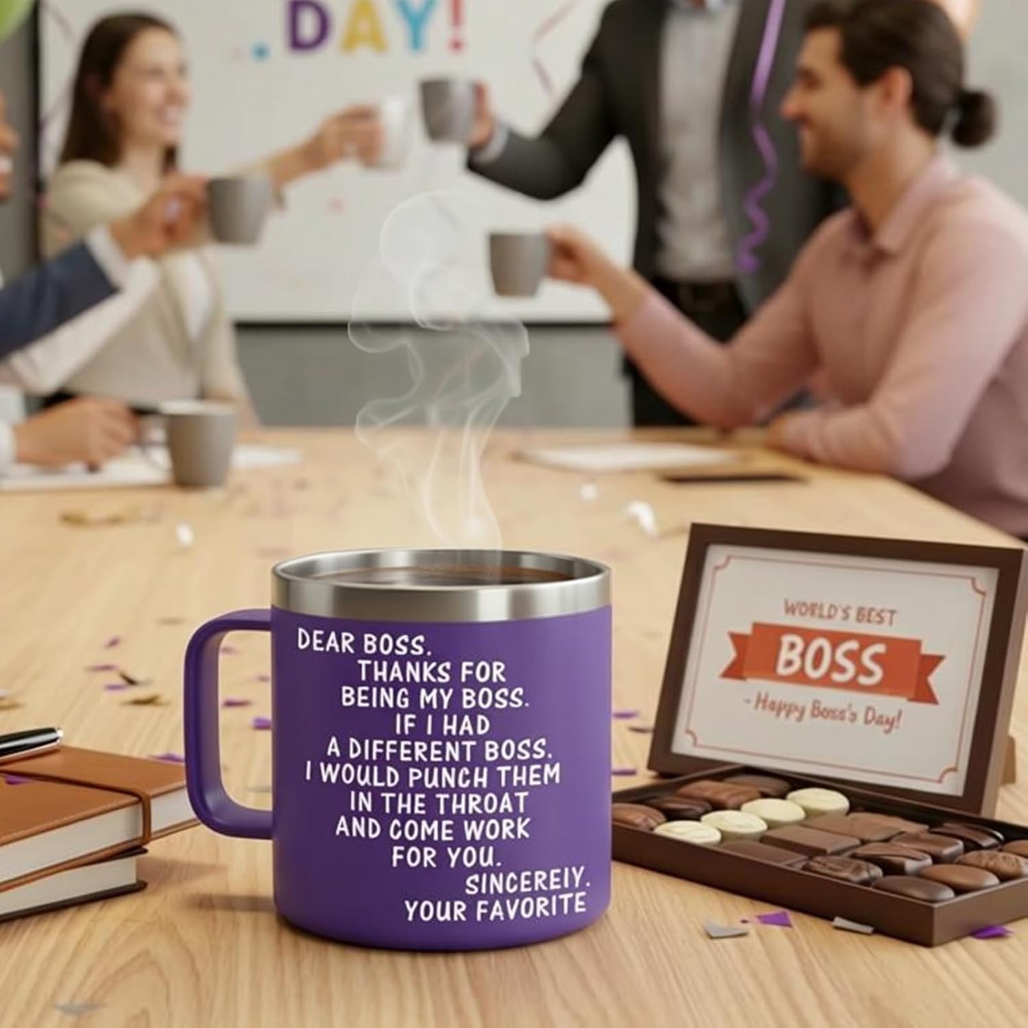 WECACYD Boss Gifts for Women - Worlds Best Boss Mug 14oz - Funny Dear Bosses Coffee Mug - Purple Office Gift for Manager- Funny Bosses Day, Birthday, Retirement Gift - Image 8