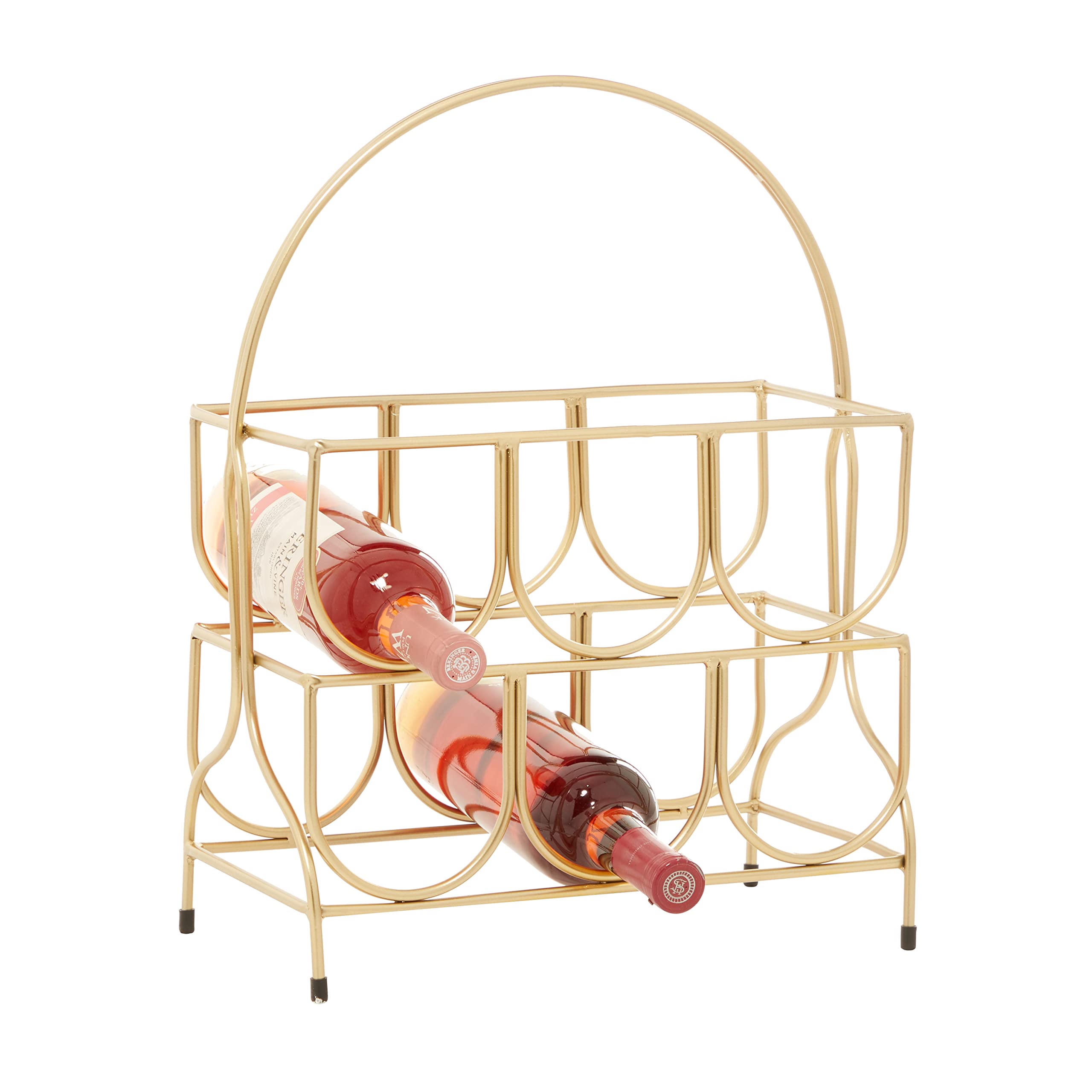 CosmoLiving by Cosmopolitan Contemporary Metal Geometric Wine Rack, 14" x 8" x 18", Gold