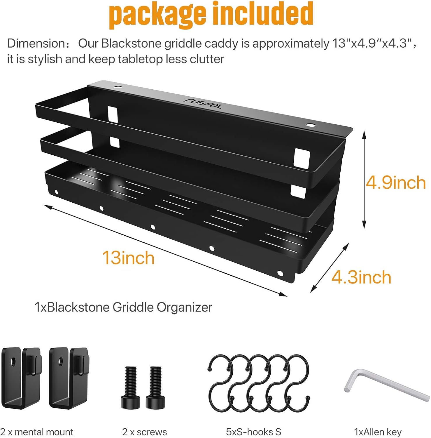 RUSFOL Upgraded Stainless Steel Griddle Caddy for 28"/36" Blackstone Griddles, with a Allen Key, Space Saving BBQ Accessories Storage Box, Free from Drill Hole&Easy to Install : Patio, Lawn & Garden