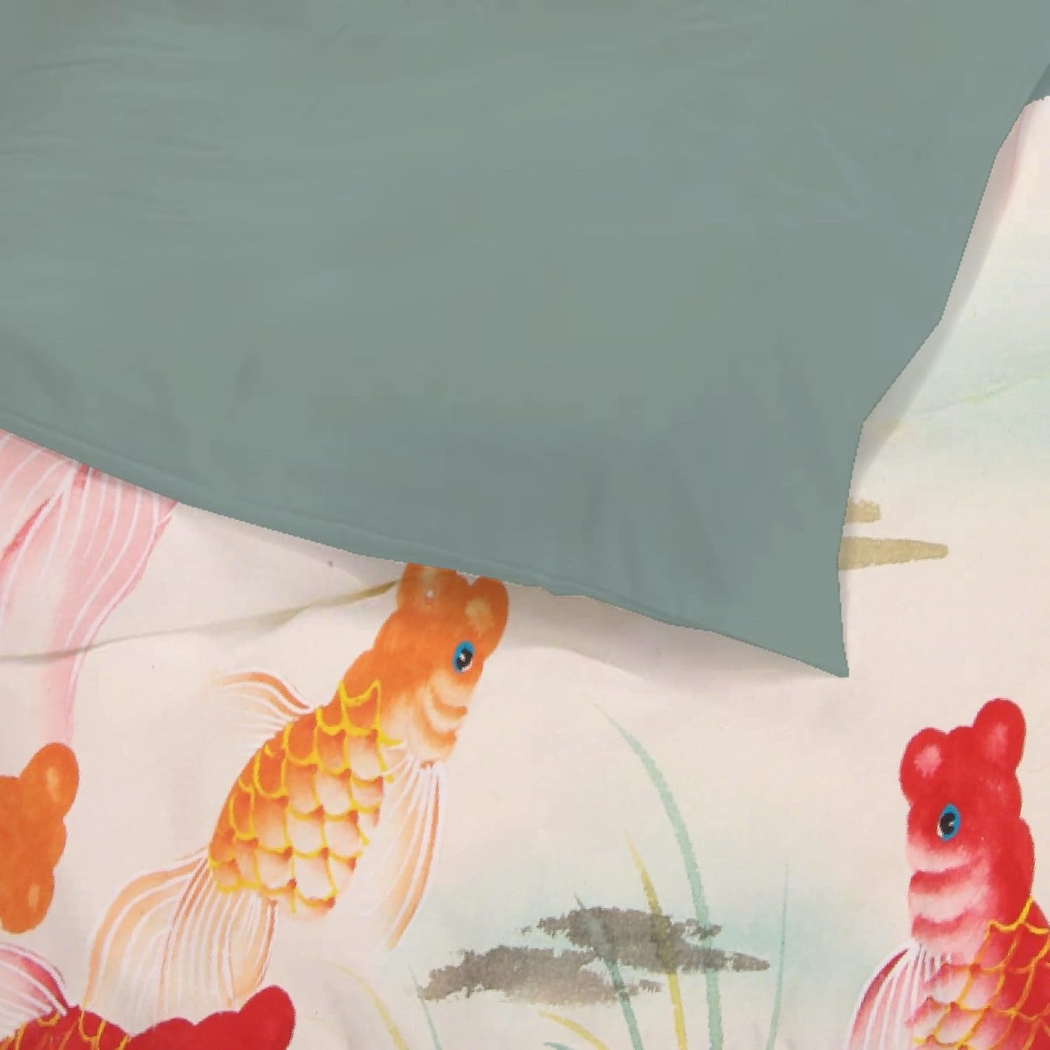 Watercolor Goldfish Sea Animal Bedding Duvet Cover 3 Piece Set Queen 90 x 90in Ultra Soft and Breathable(1 Comforter Cover + 2 Pillow Shams)