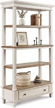 Signature Design by Ashley Realyn 75" Bookcase with Drawer, White/Brown