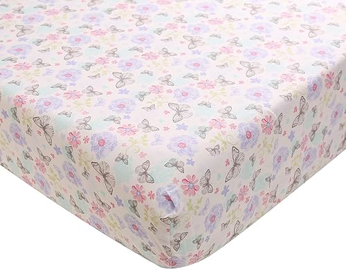 Sábanas de cuna de algodón para cuna, color rosa, morado, mariposa/pájaros, 1 unidad (mariposa púrpura)
