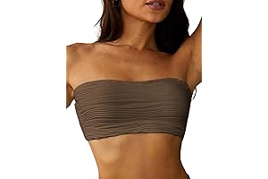 Women's Textured Bandeau Bikini Top: A Head-Turner at the Beach