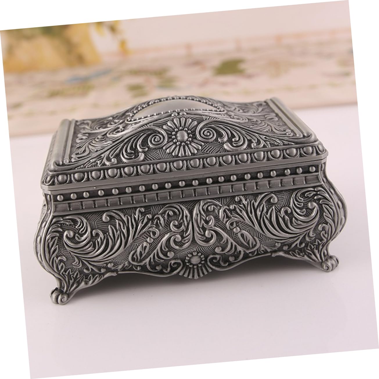 Boîte à Bijoux Rangement Élégant en Fer ou Vintage Bijoux Style Européen Ancien, Petite Boîte à Bibelots de Table pour Commode Salle de Bain