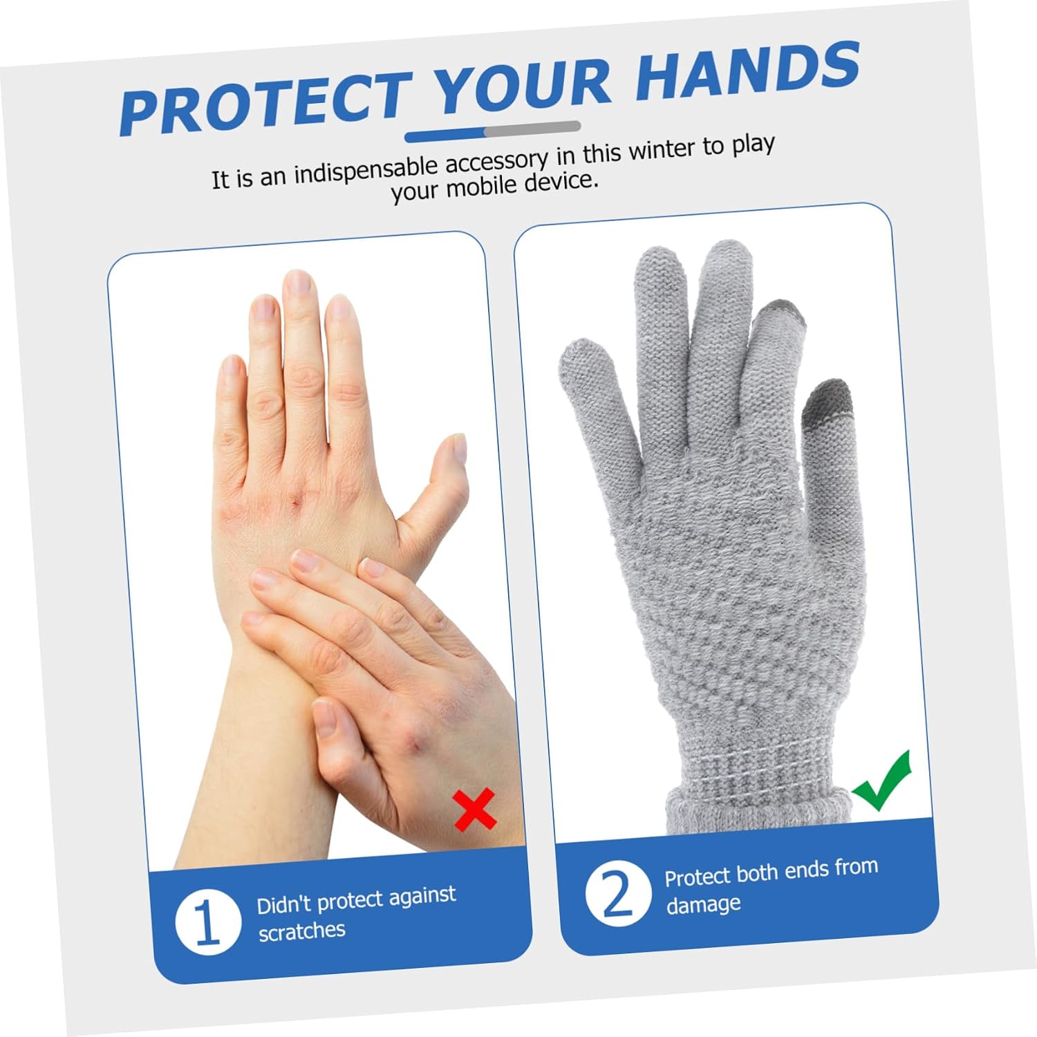 Pair Touch Screen Knitted Gloves for Tablet and Cellphone Winter Use image 4
