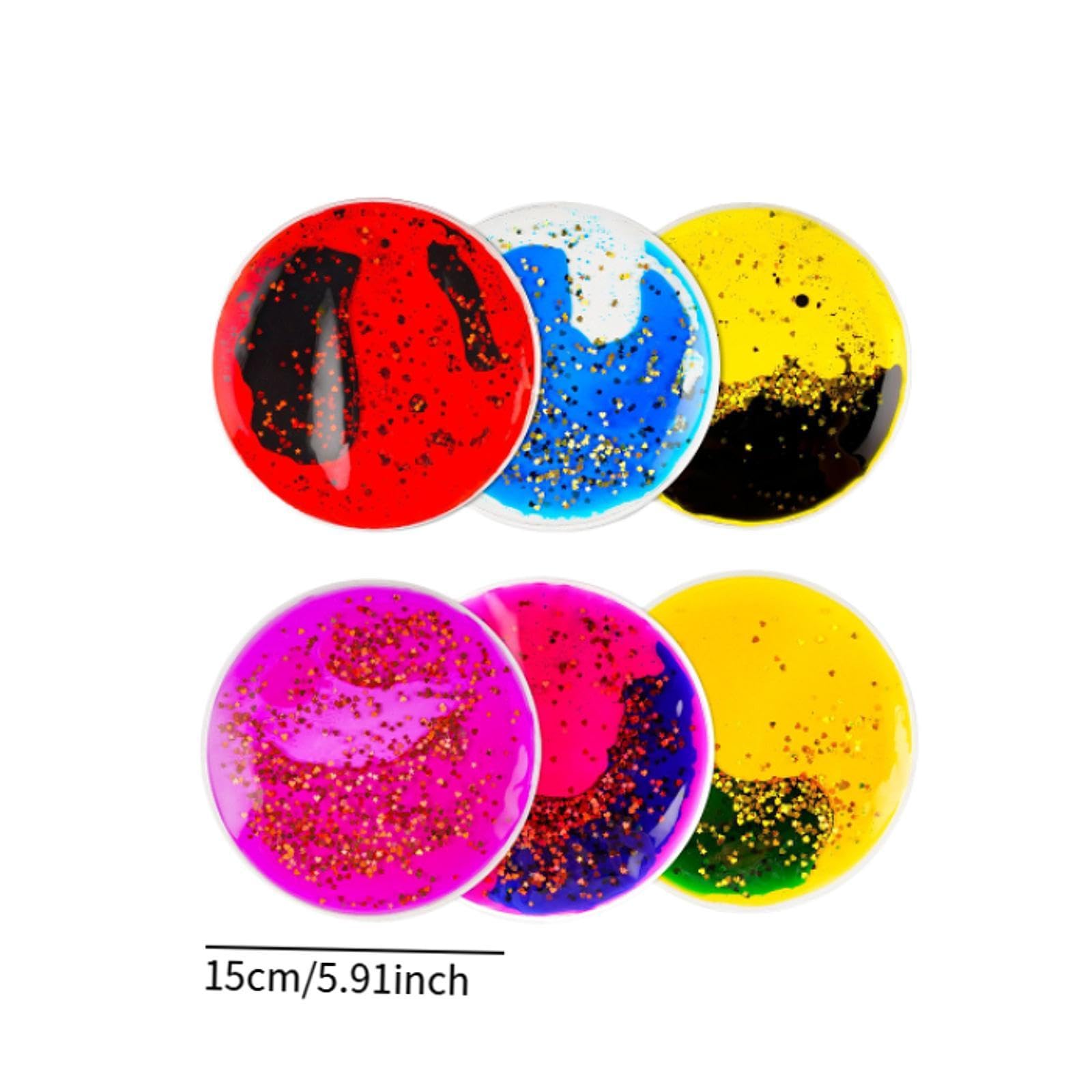 6 Stück Sensory Gel Liquid Spielzeug für Kinder Und Jugendliche mit Fidget Funktion Flüssigkeitsbewegung Wasseraktivitätspad Sensorische Entwi, Kreis