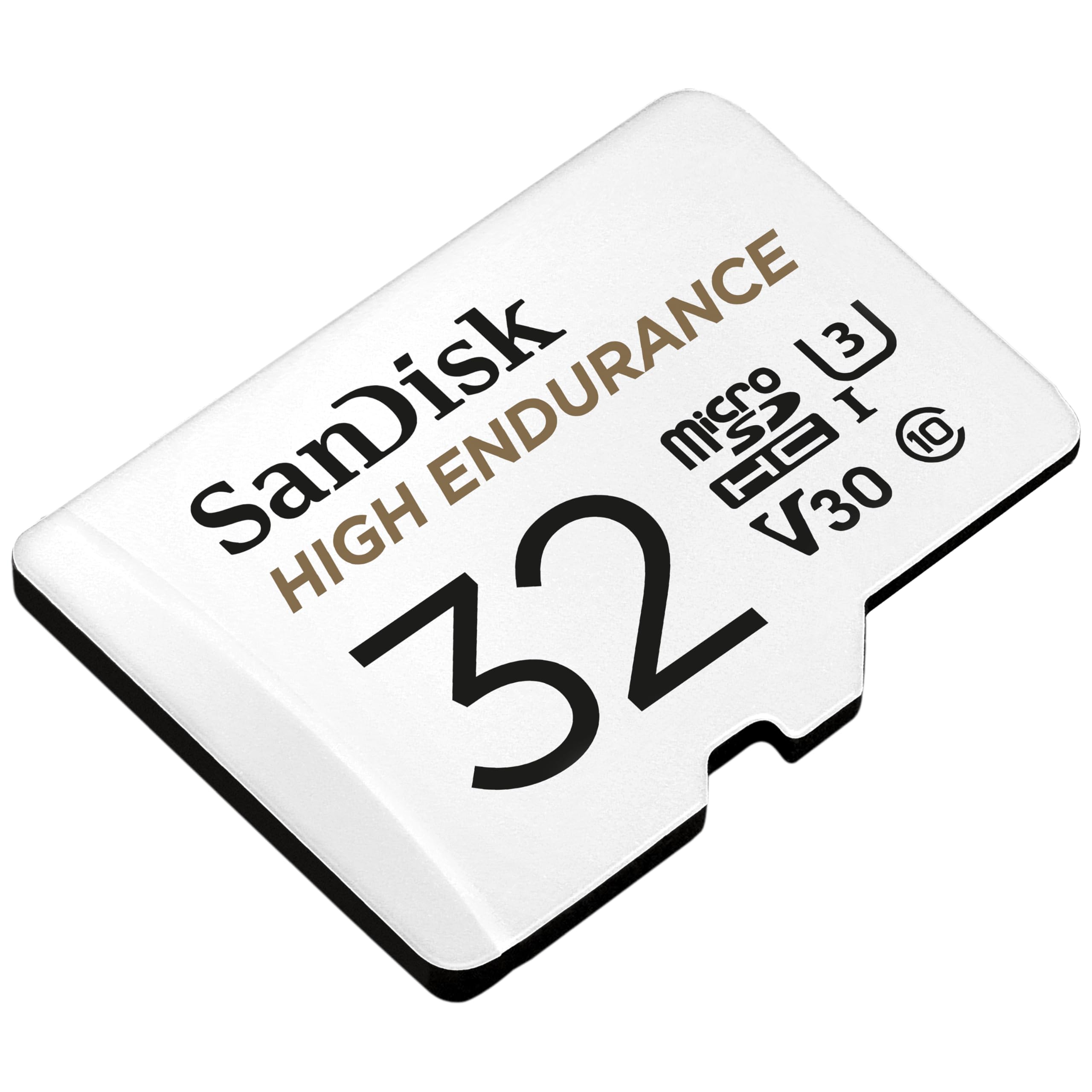 SanDisk HIGH ENDURANCE Video Monitoring for Dashcams & Home Monitoring 32 GB microSDHC Memory Card + SD Adaptor, Up to 100 MB/s read and 40 MB/s Write, Class 10, U3, V30, White