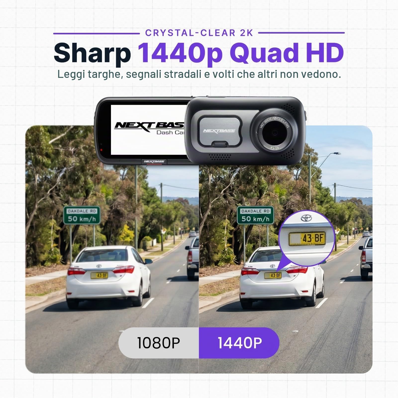 Nextbase® 522GW Dash cam Auto | Modalità di Parcheggio 24/7 | Dashcam Auto 2K 1080p 30fps | Schermo Tattile da 3" Telecamera | Camera con Angolo di Visione di 140° | Visione Notturna