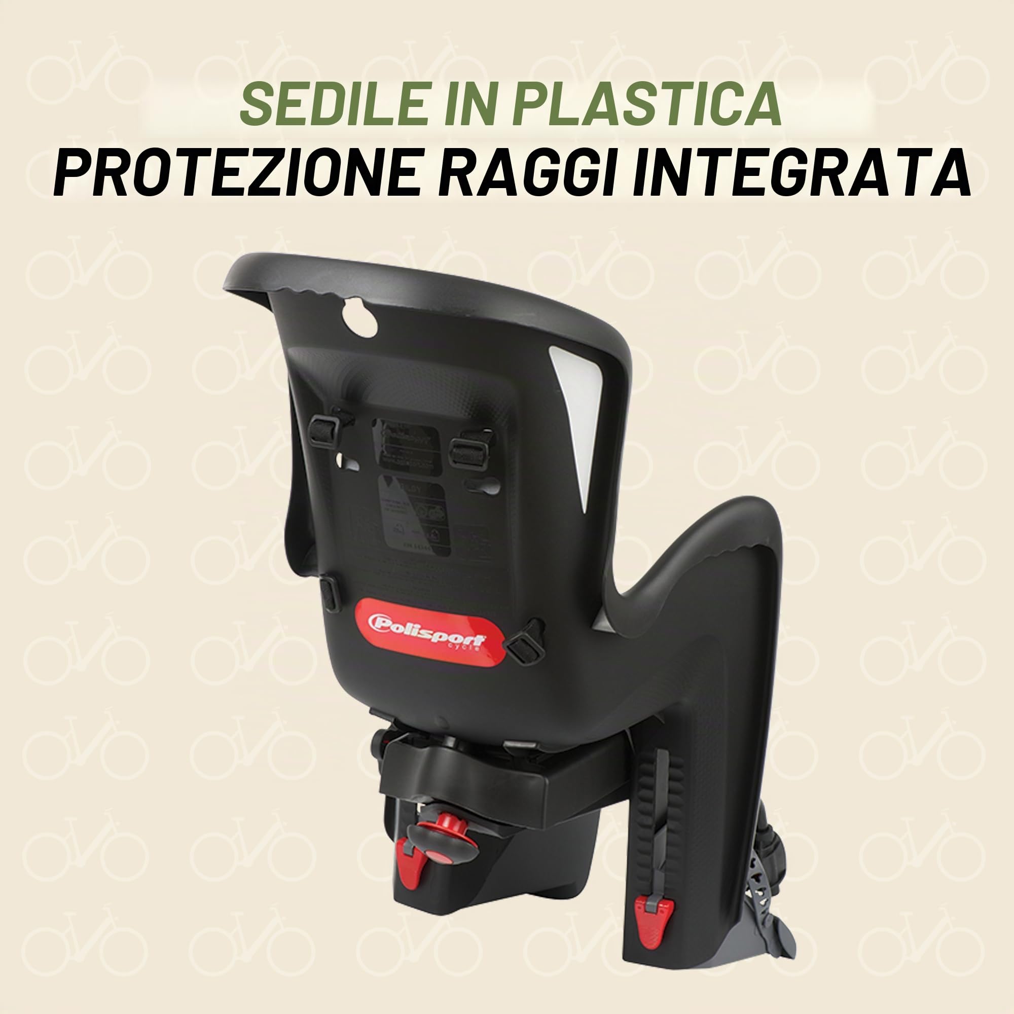 Polisport Seggiolino da bicicletta per bambini Bilby RS Nero