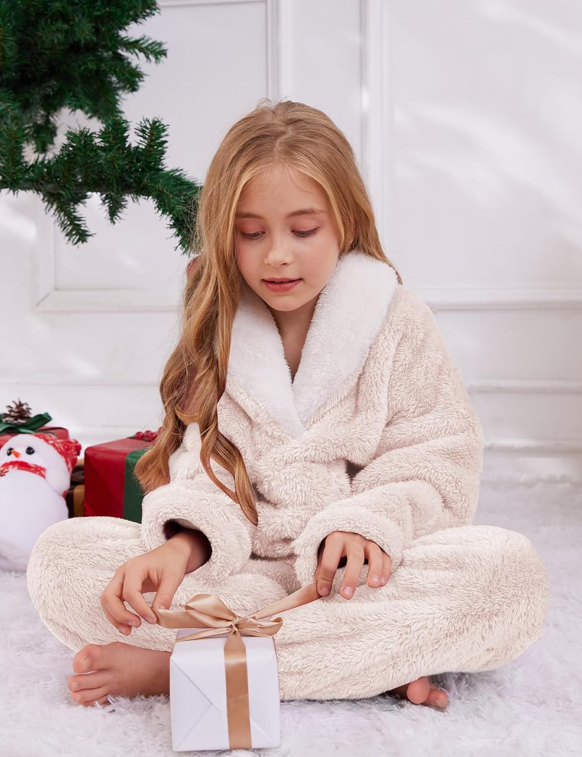 Gihuo Girls Fleece Pants Sets Fuzzy 2 Piece Outfits Lapel Collar Pullover Sweatshirt Set Sweatsuit 5-14Y - Image 4