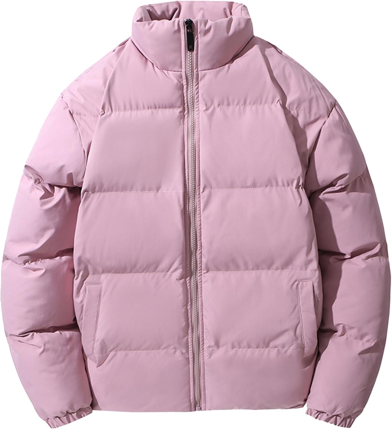 Men's Stand Collar Winter Jacket Thick Quilted Padded Windproof Coat Full Zip Slim Fit Warm Parka Outwear