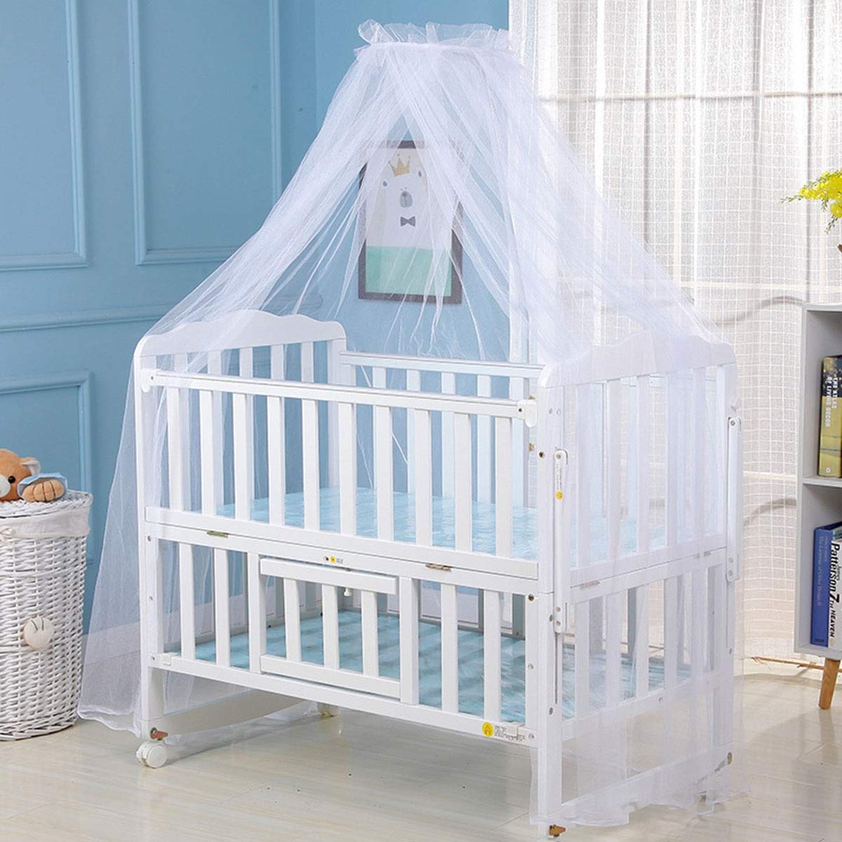 Mosquitera for el bebé del Verano del bebé del Pesebre del Pesebre Neto mosquitero Neto Infantil Canopy Ronda Cama con Dosel for Las cunas no incluir Holder (Color : Blue Edge)
