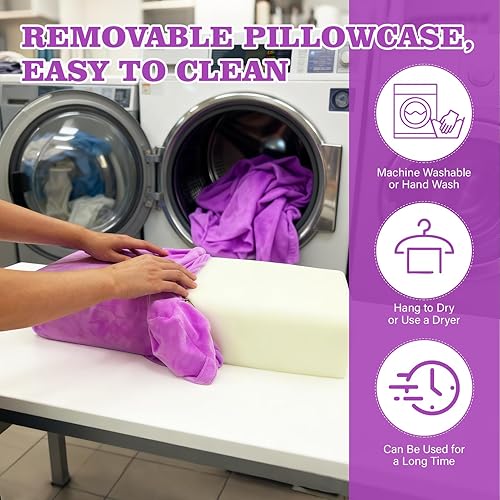 Miniatura 6 de Juego de 2 almohadas de yoga lavables, funda de terciopelo para meditación, con espuma de alta densidad y asa de transporte, cojines rectangulares y