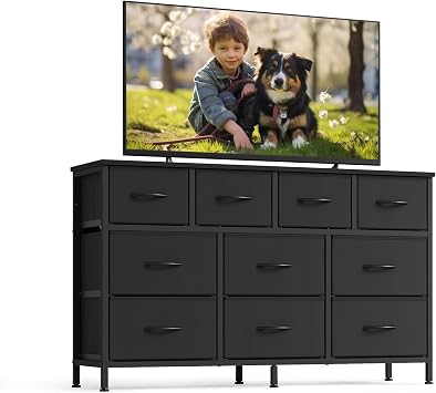 SONGMICS Dresser for Bedroom, Wide Dresser with 10 Fabric Drawers