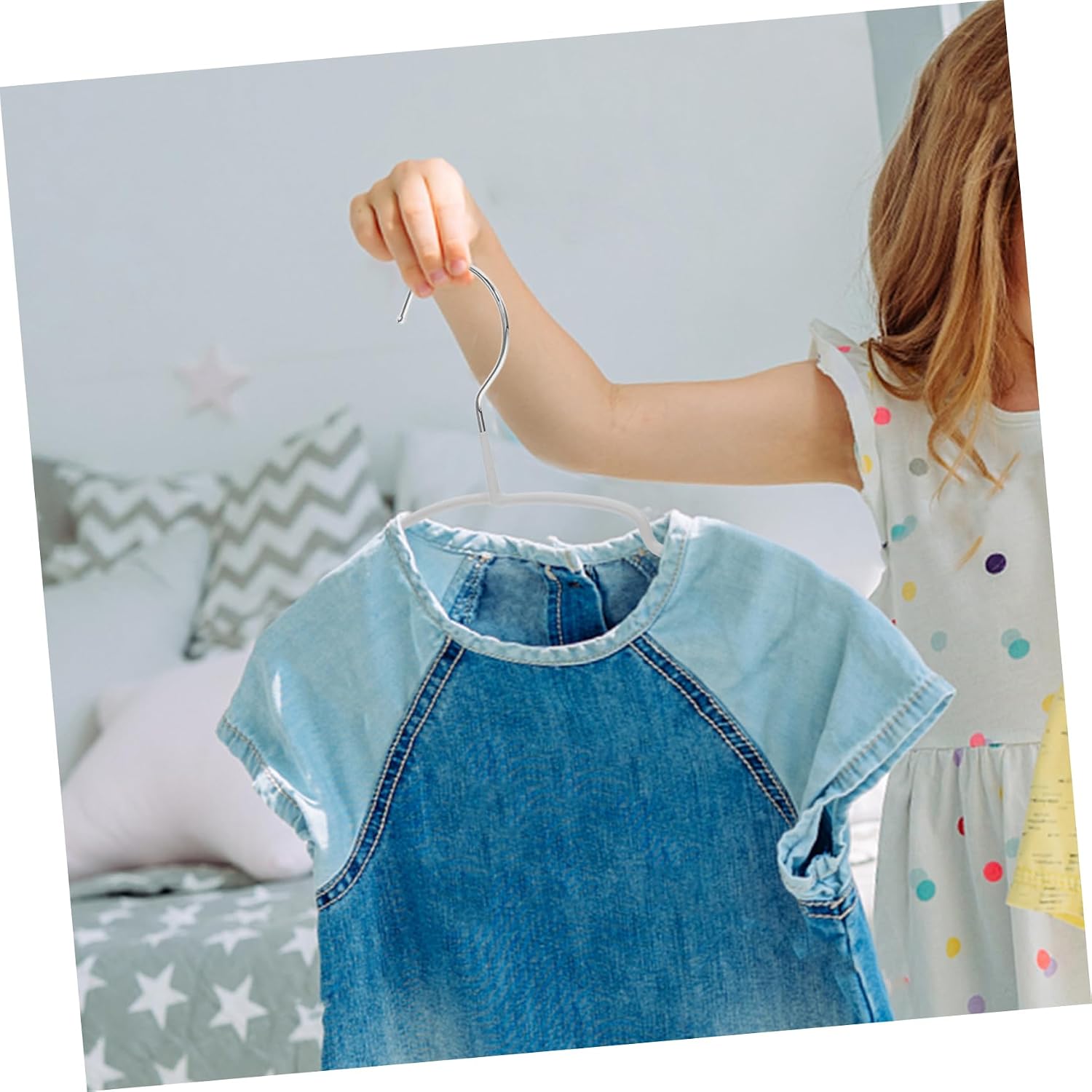 10 Pcs Boy Girl Hangers for Closet, Thin Iron PVC-Coated Space-Saving