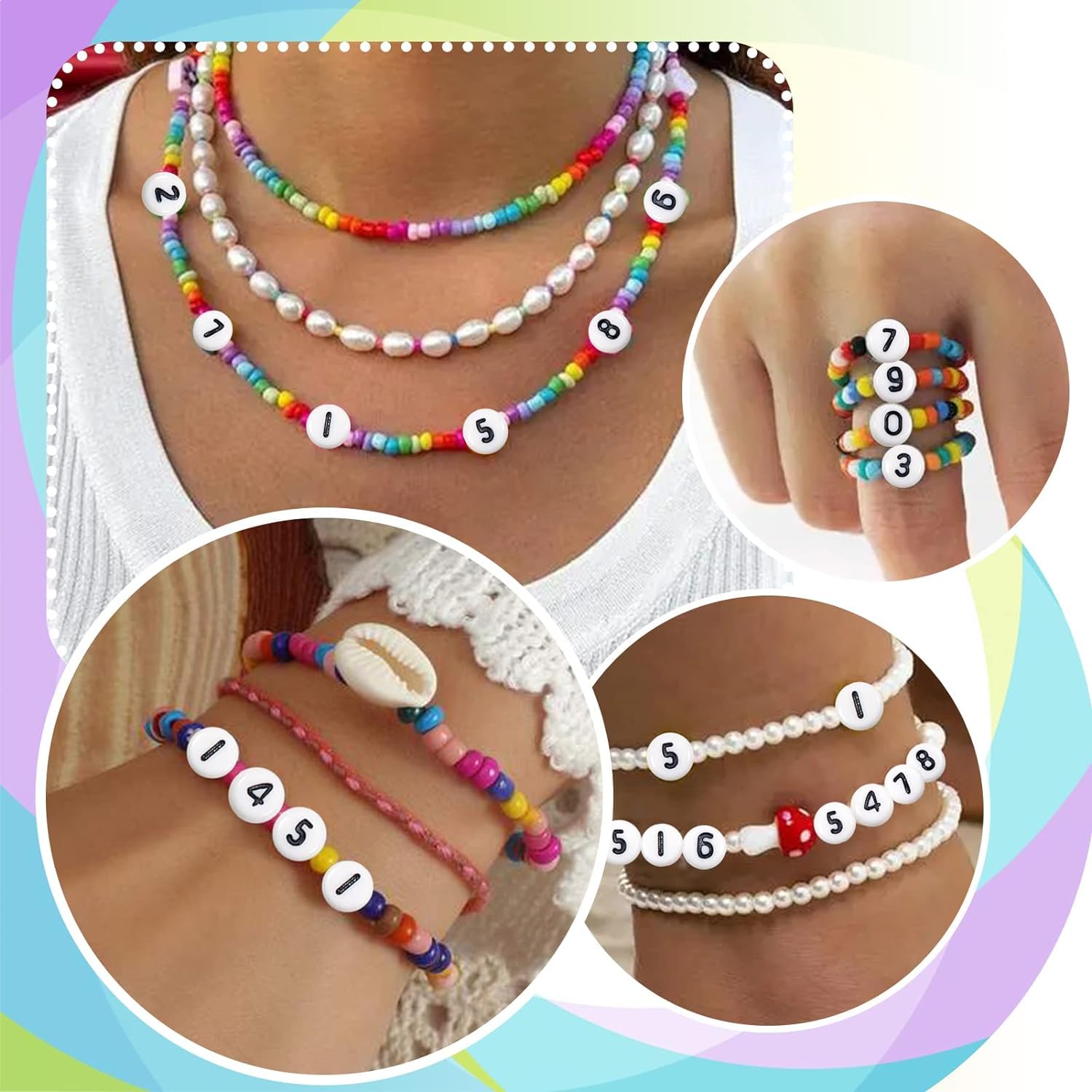 YiXuTag - Kralen voor armbanden – witte kralen – 500 stuks, acryl, rond, armbanden voor het maken van sieraden, knutselen