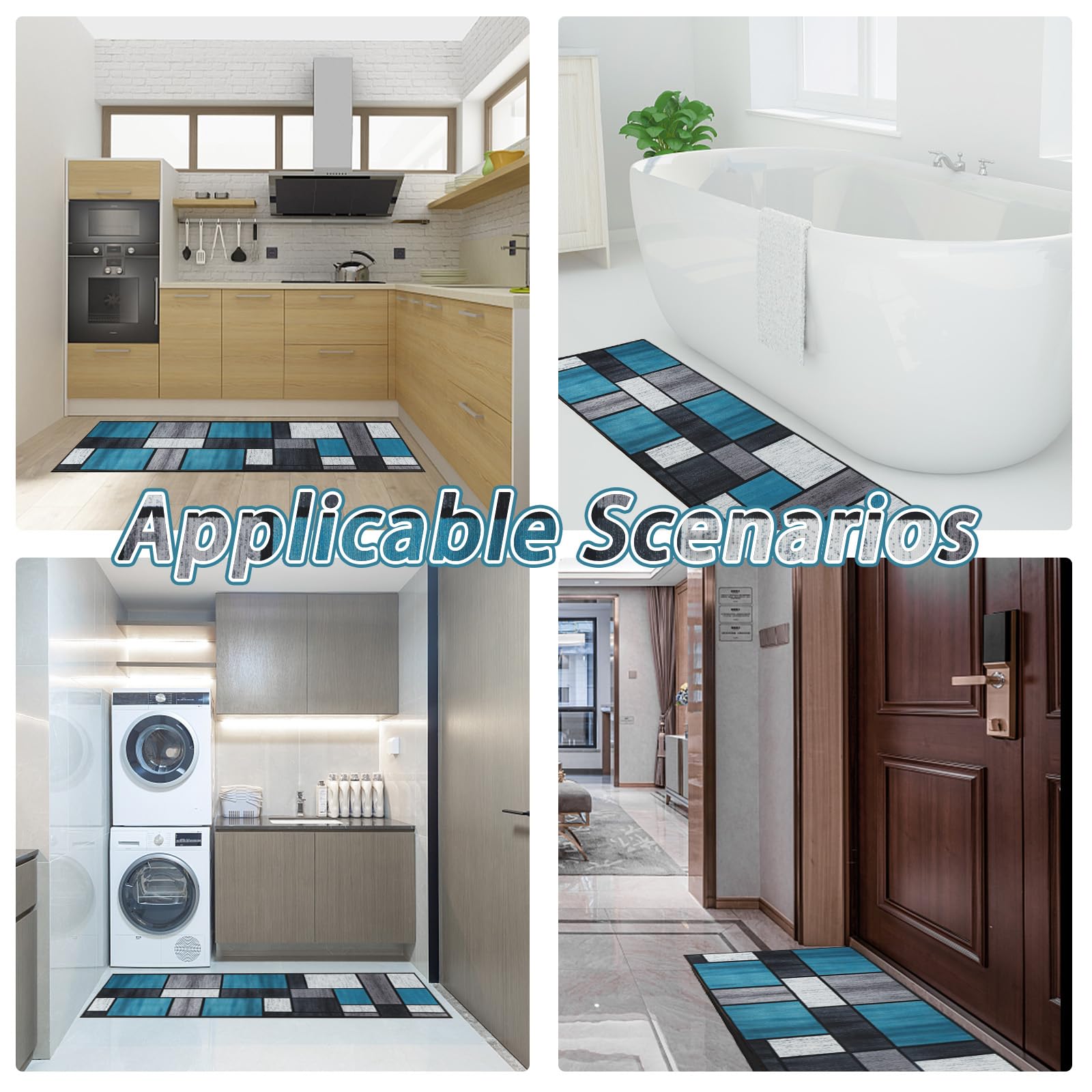Fecialy Set di 2 pezzi di tappeti da cucina antiscivolo, tappetini e tappeti moderni lavabili per il corridoio, tappeti durevoli per cucina, corridoio e soggiorno, 40x60+40x120CM